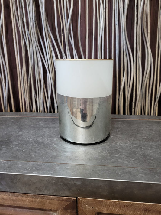 White & Silver Cylindrical Vase