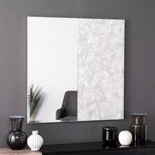 Holly & Martin Bowers 32" Square Faux Mable Decorative Mirror in White